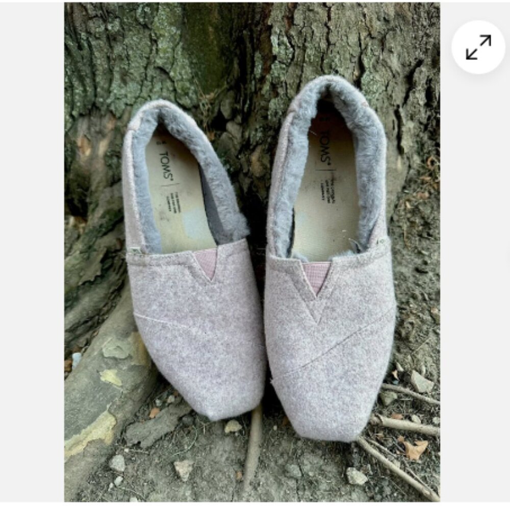 Toms Shoes Womens 10 Alpargata Loafers Comfort Wool Slip On Fleece Lined